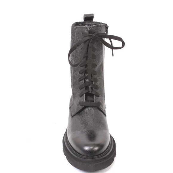 Luca Grossi 453 Black Leather Elastic Zip-Up Lace-Up Ankle Boots - Picture 7 of 8